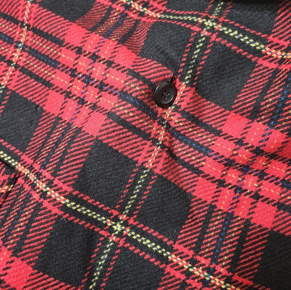 Pendleton All WOOL Plaid Button Down Cape WITH HO… - image 5